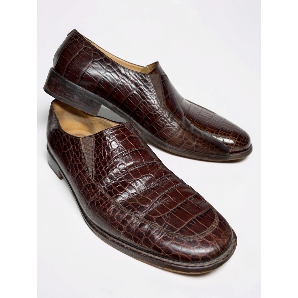VTG Ralph Lauren Women's Brown Crocodile Alligator Spain Loafer Sz 9.5B WF3972B